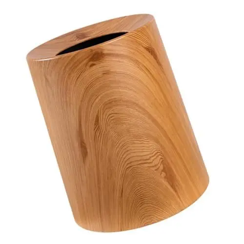 Produktbild: Homoyoyo Mülleimer Mit Holzmaserung Kunststoff-Papierkorb Rustikaler Müllcontainer Badezimmer-Mülleimer Für Küche Zuhause Büro Schlafzimmer