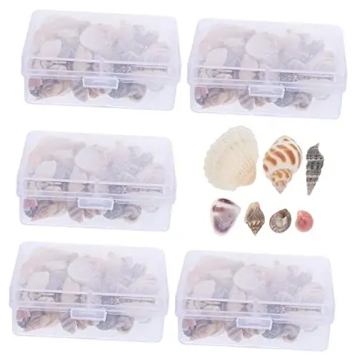 Produktbild: Homoyoyo Natürliche Ornamente Hochzeitsgeschenk Muschelgarnitur Handgemachter Schmuck Aquarium Deko Verzierungen Zum Basteln 5 Schachteln Naturmuschel Muschel Verpackt Ohrringe