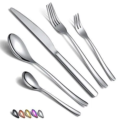 Produktbild: HOMQUEN 30-Teiliges Besteck Set, Edelstahl Besteckset, Spiegelpolierbesteckset, Utensiliensets Service-Set für 6 (Silber)