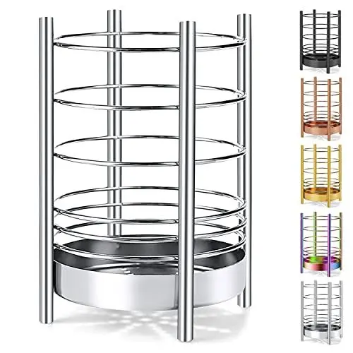 Produktbild: HOMQUEN Küchenutensilienhalter für Küchentheke, Edelstahl-Utensiliengefäße, Utensilien-Aufbewahrungs-Caddy-Organizer, Kochutensilien-Halter, Küchengeräte, Einfache Reinigung (Silber/7,4''x5,2'')
