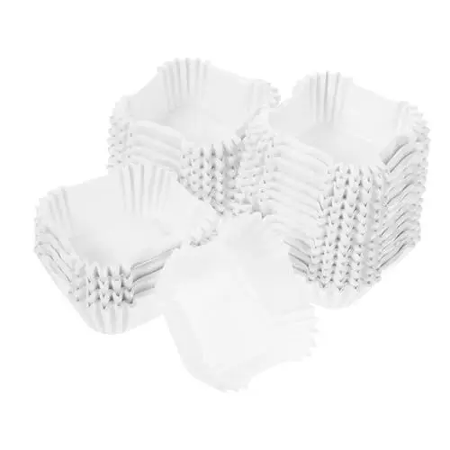 Produktbild: HOMSFOU 1000 Stück Kuchen Tassen Bonbon-pappbecher Backeinlagen Kuchenbehälter Weihnachts-muffinbecher Cupcake-backförmchen Quadratische Muffinförmchen Backbecher Papier Weiß Hochzeit