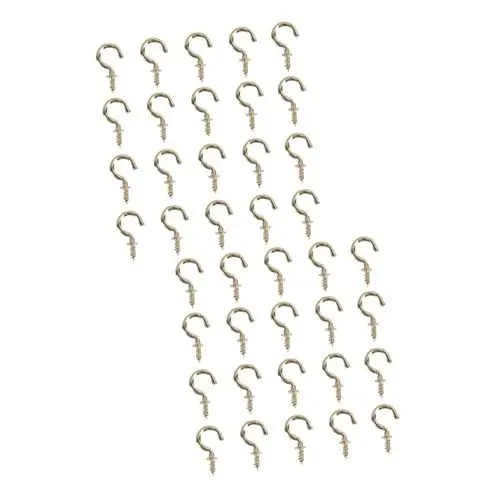 Produktbild: HOMSFOU 100 Stück Deckendekoration Pflanzen Aufhänger Wandschraube - Schwere Bürohakenform Schraubhakenhalter Selbstschneidender Goldener Fragebecher Zum Aufhängen Im Freien Im