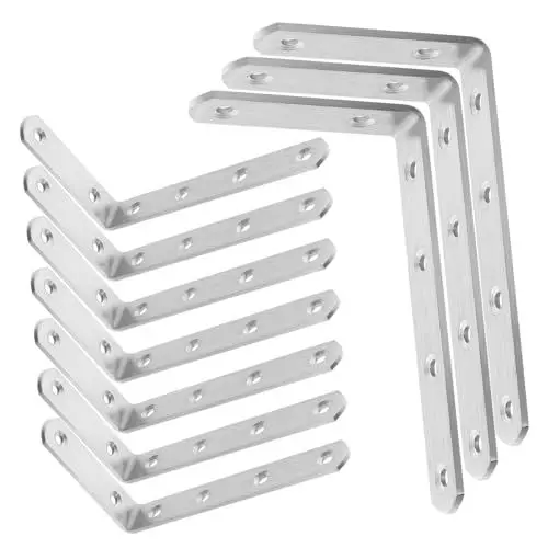 Produktbild: HOMSFOU Regalbodenträger l Förmige Regalhalterungen Aus Edelstahl Winkelbrackets Schwerlast Regalstützen Mit Schrauben Für Stabile Montage Und Unterstützung Von Regalen Und Regalhalterung Schwerlast