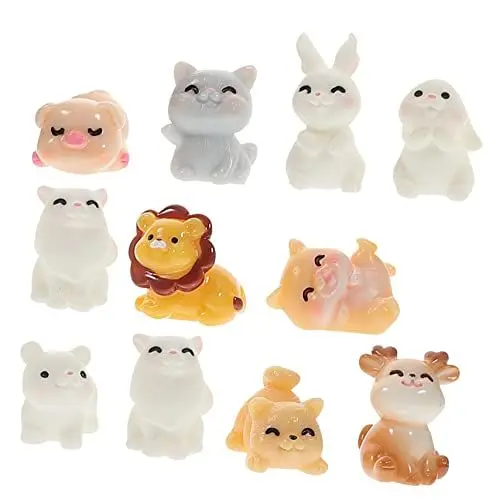 Produktbild: HOMSFOU 11st Mini-Kaninchen-Ornament Desktop-tierverzierung Kleine Tierstatue Miniaturschweine Tier Realistische Nutztiere Märchengarten Miniaturen Terrarienfigur Harz Niedlich Zen Garten