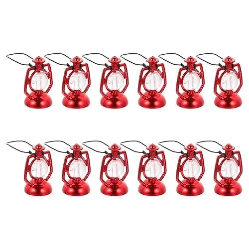 Produktbild: HOMSFOU 12 Stück Mini-Puppenhaus-Laterne Kerosinlampe Modellkammer Öllampe Miniatur-Hurrikan-Laterne Puppenhaus Feenbeleuchtung Zubehör Mikro-Landschaftsdekoration