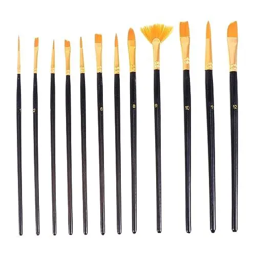 Produktbild: HOMSFOU 12stücke Teiliges Professionelles Farbset Aquarellpinsel Mit Nylonhaarköpfen Malzubehör Für Verschiedene Techniken Zeichen Und Malset Für Künstler Und Studenten