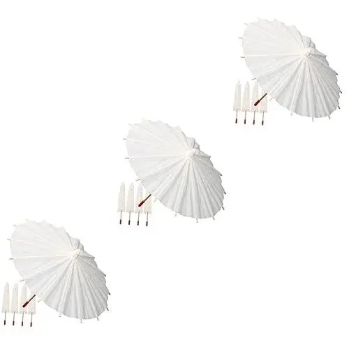 Produktbild: HOMSFOU 15 Stk Leerer Ölgemälde-regenschirm Hochzeitsprogramm Papier Weißer Diy-regenschirm Weißer Regenschirm Miniaturen Kunsthandwerk Weißes Öl Selbstgemacht Kind