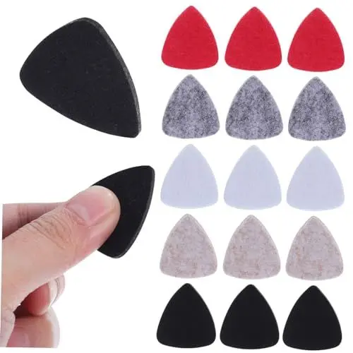 Produktbild: HOMSFOU 15 Stück Filz Gitarrenplektren Bunten Farben Gitarren Picks für Gitarre Ukulele und Bass Leichte und Handliche Plektren für DIY Projekte und Musikliebhaber