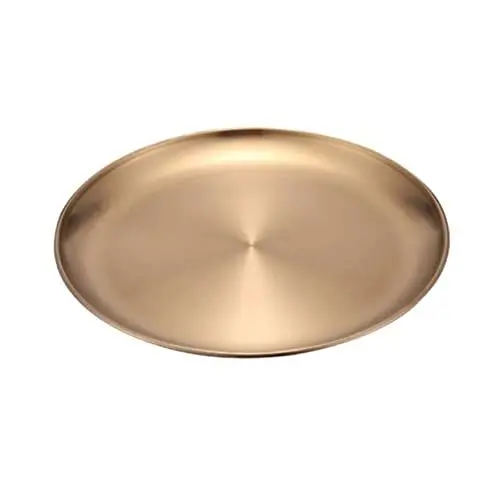 Produktbild: HOMSFOU 1Stk Speiseteller aus Edelstahl runde platte aus edelstahl edelstahlplatte edelstahl blech Schmuck Tablett frühstückstablett Zubehör Ablagefach Obstschale Rabatt Kleinkind