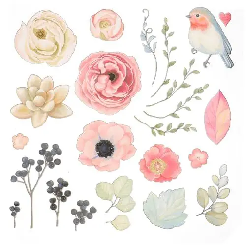 Produktbild: HOMSFOU 1 Blatt Aufbügelbilder für T-Shirts Blumen und Vogelmuster Wärmeübertragung für Selbstgemacht Dekoration Kinderfreundlich Wasserfest