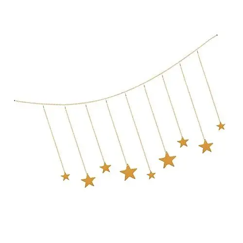 Produktbild: HOMSFOU 1 Packung Sternverzierung aus Holz für zu Hause goldene Quastengirlande Wohnkultur Golddekor Goldener Sternenanhänger Sterne Ornamente hölzern schmücken Wandschmuck Metall