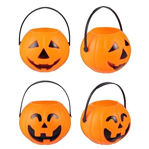 Produktbild: HOMSFOU 1 Satz 12st Halloween-kürbis-beleuchtungs-deko-Requisiten Abschlussball Requisiten Halloween Requisiten Jack-o-Laterne-Eimer Halloween Dekorationen Geschirrkorb Kind Plastik Bilden
