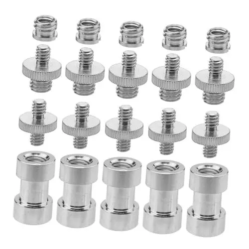 Produktbild: HOMSFOU 1/4 Bis 3/8 Zoll Metallschrauben-Adapter-Set – 20-teilig Silberfarben Universal-schraubensatz Für Kamerahalterungen