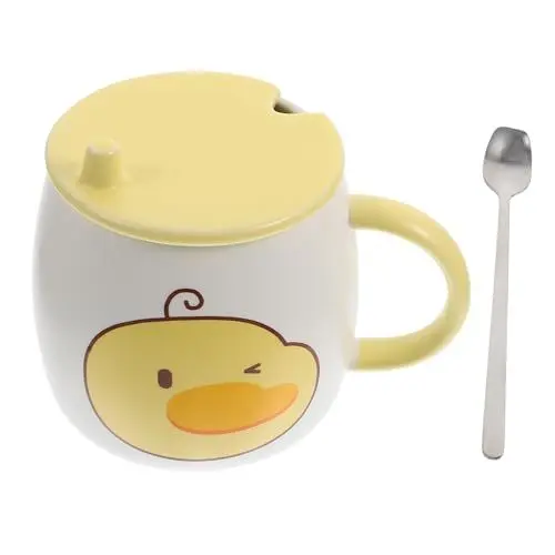 Produktbild: HOMSFOU 1 Satz Kleine Gelbe Ententasse Tassen Für Kinder Kaffeebecher Kaffeetassen Wasserbecher Wassergläser Cartoon-tasse Exquisite Kaffeetasse Student Keramik Mit Deckel Dekorative Tasse