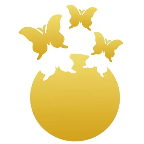 Produktbild: HOMSFOU 1 Satz Kreisspiegel Im Wohnzimmer Wandaufkleber Wohnzimmer Selbstklebendes Spiegel-wanddekor Schmetterlings-spiegel-wandaufkleber Haushalt Spiegel Aus Acryl
