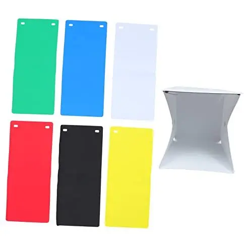 Produktbild: HOMSFOU 1 Satz Mini-Studio LED Behälter Handy, Mobiltelefon Stand Telefonlicht Karton Foto-Hintergrundbrett festzelt Fotografie Kulissen tragbares Faltzelt Foto-Requisite Polyester Weiß