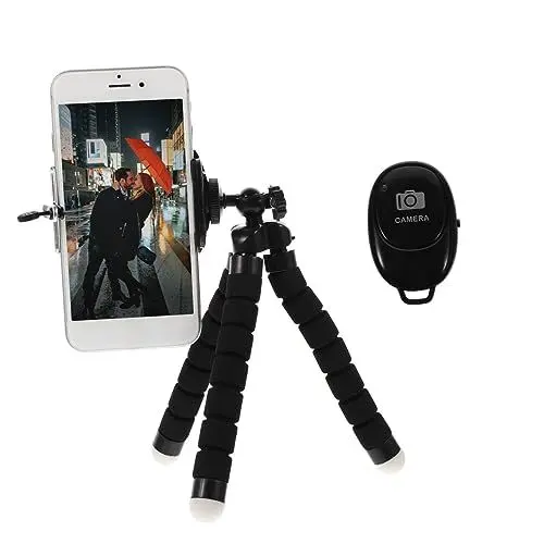 Produktbild: HOMSFOU 1 Satz Stativ Halter Steht Headset-Ständer Kopfhörer Handy, Mobiltelefon Tripod terassenliege smartphoneständer Handy aufsteller Camera Mount Kamera Zubehör Rostfreier Stahl Black
