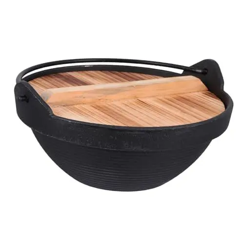 Produktbild: HOMSFOU 1 Satz Topf Outdoor-grillplatte Mit Deckel Suppenschüssel Aus Gusseisen Hängendes Kochgeschirr Mini Dutch Oven Wokpfanne Mit Deckel Reisekocher Holz Reisen Multifunktion Sukiyaki