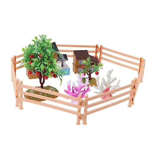 Produktbild: HOMSFOU 1 Set Bauernhof Modell Ornamente Kind Künstliche Mini Landschaft Bauernhof Spielset Zaun Dekorationen Modell Baum Simulation Baum PVC