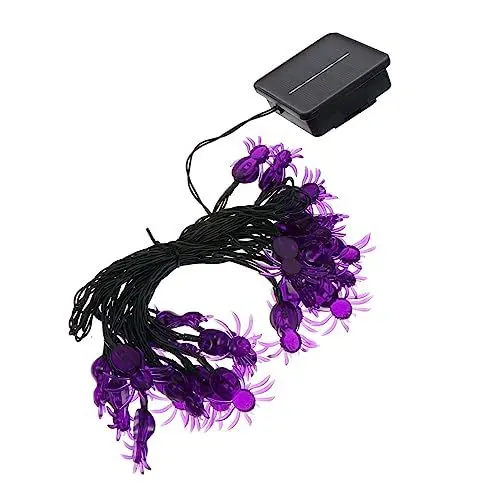Produktbild: HOMSFOU 1stück Solar Lichterkette Mit Spinnen Für Halloween Lange Dekorative Gartenlichter Leuchten Verschiedene Wetterfest Für Außenbereiche Und Festlichkeiten