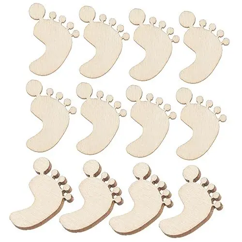 Produktbild: HOMSFOU 20stücke Holzspan Für Heimwerker Fußform Aus Unbehandeltem Holz Blank Diy-zubehör Holzhandwerk Blanke Holzstücke Heimwerkerbedarf Halloween-dekoration