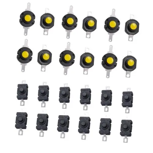 Produktbild: HOMSFOU 24 Stk Taschenlampenschalter Taschenlampe Druckknopfschalter Kurzzeitiger Taktiler Kippschalter Eine Armatur Mini-taschenlampe Selbsthemmend Taste Licht Plastik