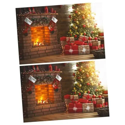 Produktbild: HOMSFOU 2St Kulissen für Weihnachtsfeiern wandverkleidung Wand polsterung Weihnachtsfotohintergrund Winterurlaub Kulisse Weihnachtskamin Fotohintergründe Weihnachtshintergründe Weihnachten