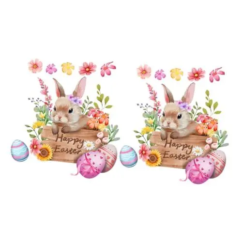 Produktbild: HOMSFOU Ostern Dekorationen Aufkleber Set 2 Blätter Bunny Anlage Decor Decals Für Tür Wohnkultur