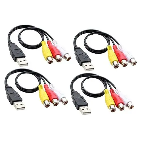 Produktbild: HOMSFOU 2 Paar Audio- Und Videokabel 3-cinch-buchsenkabel Verbindungskabel 3 Kupferkabel 3 -kabel Av-kabel Kabel Usb-stecker Auf 3 -buchse Adapterkabel Haushalt Pvc Videokamera