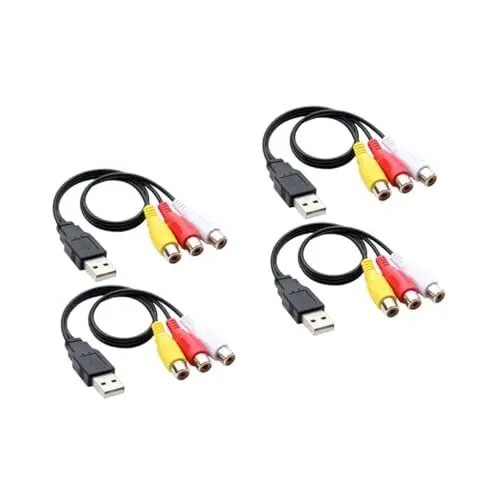Produktbild: HOMSFOU 2 Paar Audio- und Videokabel USB Set-Top-Adapterkabel tragbar Draht Kopfhörer Zu 3rca Kupferkabel haushaltsfernsehkabel Audiokabel Videokamerakabel Computer-Anschlusskabel PVC