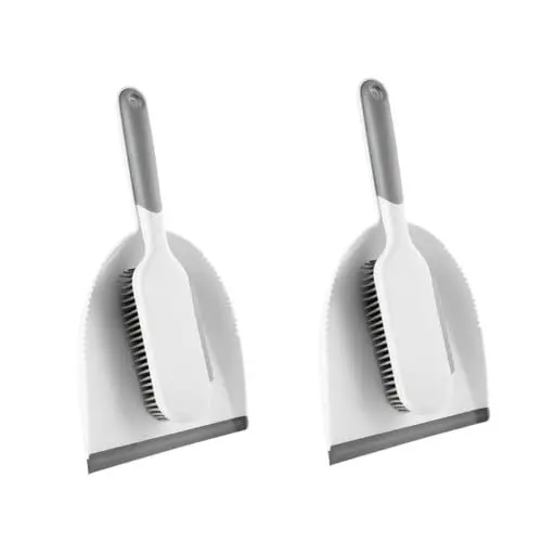 Produktbild: HOMSFOU 2 Sätze Desktop-Reinigungsset Schlafsofa Auto kleine Kehrbürste Flache Pfanne Kehrschaufel und Besen Tisch Kehrblech drinnen Kleiner Besen Tastaturbürste Staubbürste Kind Besen-Set