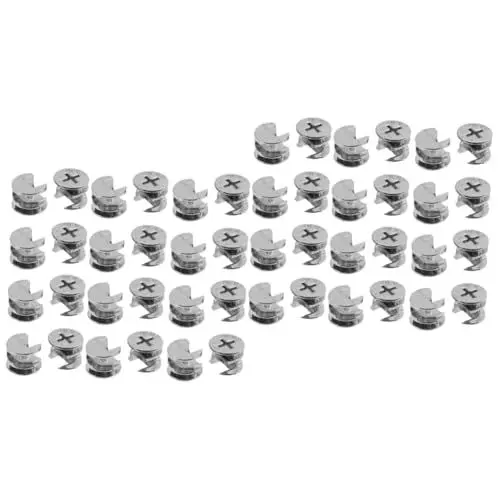 Produktbild: HOMSFOU 2 Sätze Drei in Einem Exzenterrad Kontermutter Verbindungsnocken Und Bolzen Ersatzteile Für Gartenmöbel Schrank Verbinder Schrauben Schrank Verbindungsschraube Silver 50 Stück * 2