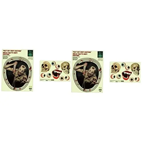 Produktbild: HOMSFOU 2 Sätze Halloween Leuchtende Tötung Puppen Aufkleber Toiletten Aufkleber Wand Klebrig Halloween Leuchtender Aufkleber Toilettensitze Diy-verzierung Wasserdicht Toilettendeckel