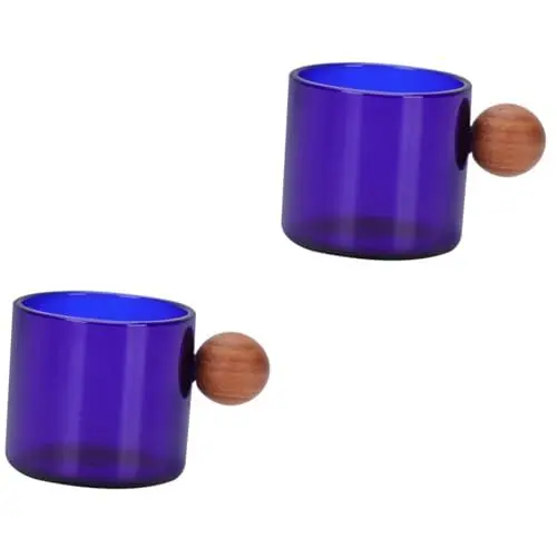Produktbild: HOMSFOU 2 Stück Glas Kaffeetasse Schnapsglas Hohes Borosilikatglas Wasserbecher Glas Kaffeetassen Klare Farbige Glasbecher Wasserglas Multifunktions-Hochborosilikatglas Getränk