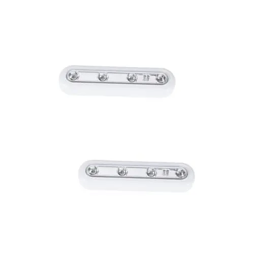 Produktbild: HOMSFOU 2 Stück 4 Dekorationslampe automatisch Batterie led-light led-lichter sonnensehel schrankbeleuchtung treppengitter LED-Lampe Tippen Sie auf Licht Touch-Kontrollleuchte Weiß