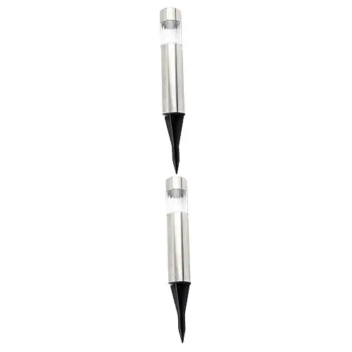 Produktbild: HOMSFOU 2 Stück Außenlampe Solarleuchten Landschaftslampe Kleine Röhrenlampe Wegbeleuchtung Solar Rasenlicht Solar Gartenlichter Solarstrom Rasenlicht Edelstahl Lampe Silber