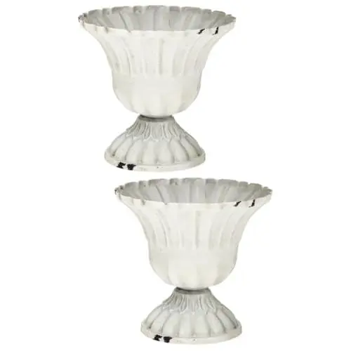Produktbild: HOMSFOU 2 Stück Hohe Alte Blumenvase Polsterbesatz Kelchförmige Vase Vase Mit Getrockneten Blumen Grüne Dekorationen Antike Urnenpflanzgefäße Urnenvase Blumentöpfe Kompakte