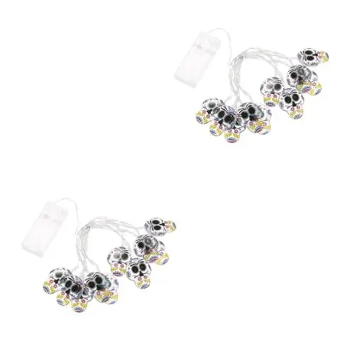 Produktbild: HOMSFOU 2 Stück Schnur Halloween Lichterketten Halloween Beleuchtete Girlande Halloween-lampenverzierung Geisterlichter Halloween Led-leuchten Für Schlafzimmer Halloween-Dekoration Plastik