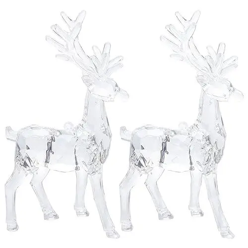 Produktbild: HOMSFOU 2 Stück Weihnachtsmann-Rentier-Figur Transparent Rentier-Hirsch Glas Kristall Bürodekoration Elch-Figuren Geschenke Für Statuen-Sammlung Dekorationen Tischdekorationen