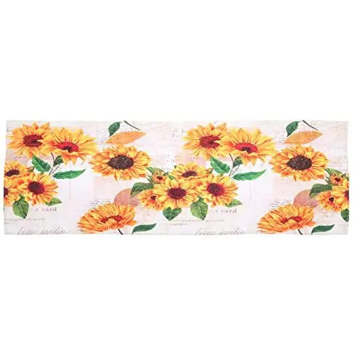 Produktbild: HOMSFOU 2 Stücke Raffrollo B?ndchenrollo Voile Tüll Gardinen Stickerei Vorhang Raffgardinen Sonnenblumen Muster Fensterschal Schlaufenrollo für Küche Badezimmer Wohnzimmer Schlafzimmer Deko