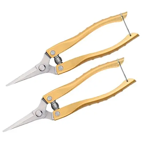 Produktbild: HOMSFOU 2st Gartens Chere Dornblattreiniger Stripper Strauchschere Blattabstreifer Für Floristen Astschere Zum Baumbeschneiden Pflanzenschere Gold Rostfreier Stahl Blumenschere Drinnen