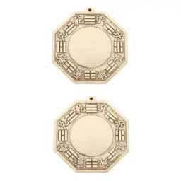 Produktbild: HOMSFOU 2st Klatschspiegel Feng-Shui-Spiegel Bagua-Spiegel Vastu Bagua-spiegelverzierung Pakua Spiegel Positiver Energiespiegel Bagua Spiegel Feng Shui Ornament Messing Holzspiegel Schutz