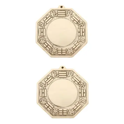 Produktbild: HOMSFOU 2st Klatschspiegel Feng-Shui-Spiegel Bagua-Spiegel Vastu Bagua-spiegelverzierung Pakua Spiegel Positiver Energiespiegel Bagua Spiegel Feng Shui Ornament Messing Holzspiegel Schutz