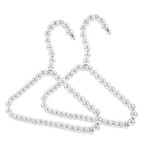 Produktbild: HOMSFOU 2st Perlenanhänger Für Haustiere Reisebügel Perlen-kleiderbügel Für Hosen Emaille-tassenglas Hochzeitskleiderbügel Mini-wäscheständer Kleine Perle Spezialdraht Weiß Baby Hündchen