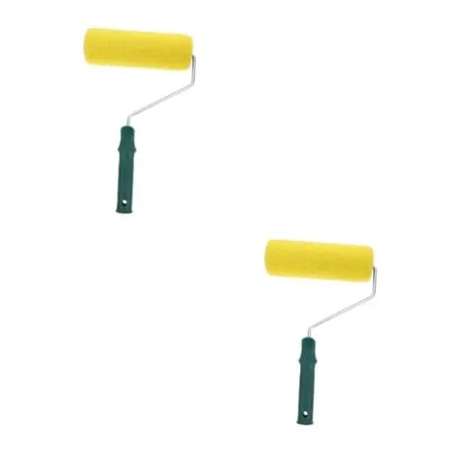 Produktbild: HOMSFOU 2st Walzenbürste Tragbarer Farbroller Rollpinsel Farbroller Zum Streichen Eines Walzenfarbe Pinsel Für Wandmalerei Farbroller-kit Strukturierte Farbroller Yellow Schwamm