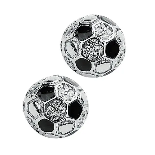 Produktbild: HOMSFOU 2stücke Kleine Runde Perlen Fußball-design Vergoldet Mit Zirkonia-charms Für Schmuckherstellung Diy-kunsthandwerk Silber