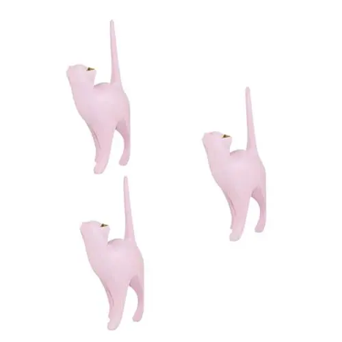 Produktbild: HOMSFOU 3 STK Wohnkultur Katzen-Sammelfiguren Heimdekorationen Untersetzer aus rosa Marmor Tischdekoration Spielzeug Tier Harzverzierung Harzdekoration Miniatur Statue Ornamente schmücken