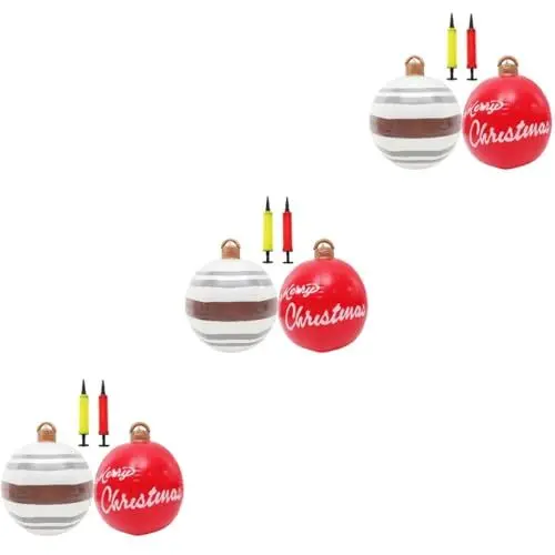 Produktbild: HOMSFOU 3 Sätze Aufblasbare Weihnachtskugel Weihnachtsbaum Große Verzierungen Weihnachts-hüpfburgen Weihnachtsbälle Sprengen Frohe Weihnachten Ballon Produkte Für Kinder Wasserdicht Pvc
