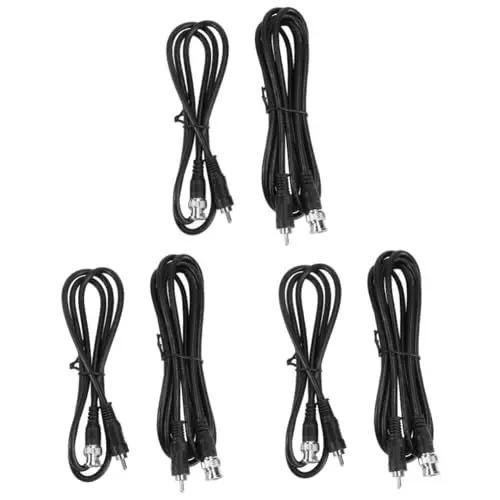 Produktbild: HOMSFOU 3 Sätze Bnc Zu Av-linie Koaxial Kabel Videokonverterkabel Koaxialkabel Kabel Für Fernseher Videokabel Pvc Black 2 Stück * 3