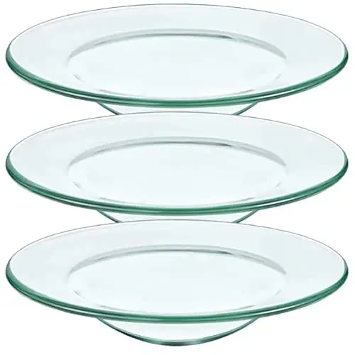 Produktbild: HOMSFOU 3 Stück Ersatz-Ölwärmerschale Runde Glasschale Wachsschmelzkerzenwärmer Schale Deckel Tablett Für Aromalampe Elektrische Lampen Öl- Tortenwärmer 10 2 cm